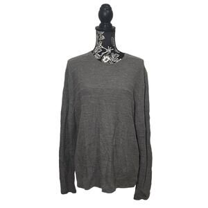 Saks Fifth Avenue Sweater 100% Merino Wool Textured Knit Pullover Gray Size XL